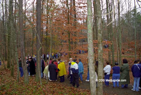 Line of Pilgrims going to the Bedroom December 1999