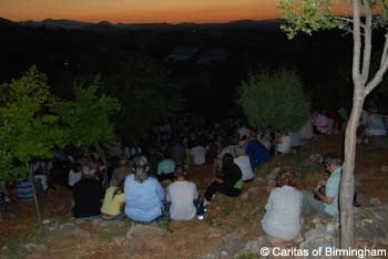 pilgrims await Our Lady's Apparition in Medjugorje