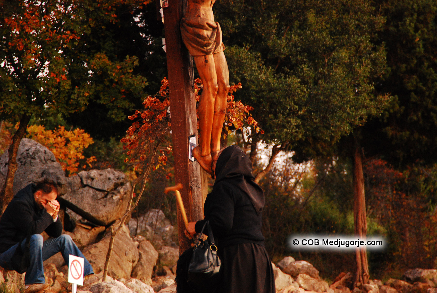 A pilgrim on Apparition Mountain in Medjugorje