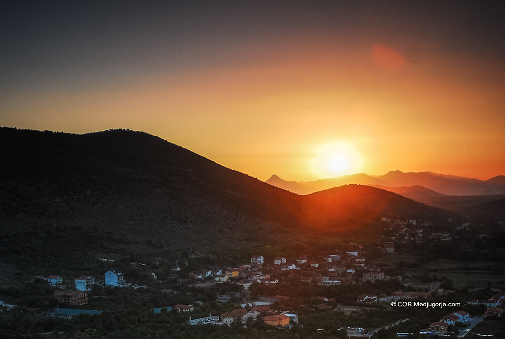 Sunset behind Cross Mountain in Medjugorje