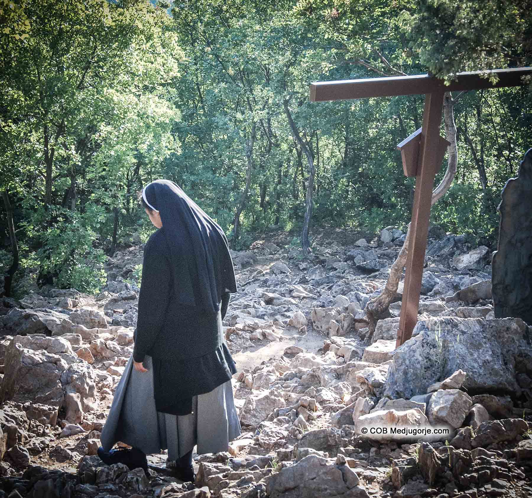 Nun on Cross Mountain in Medjugorje
