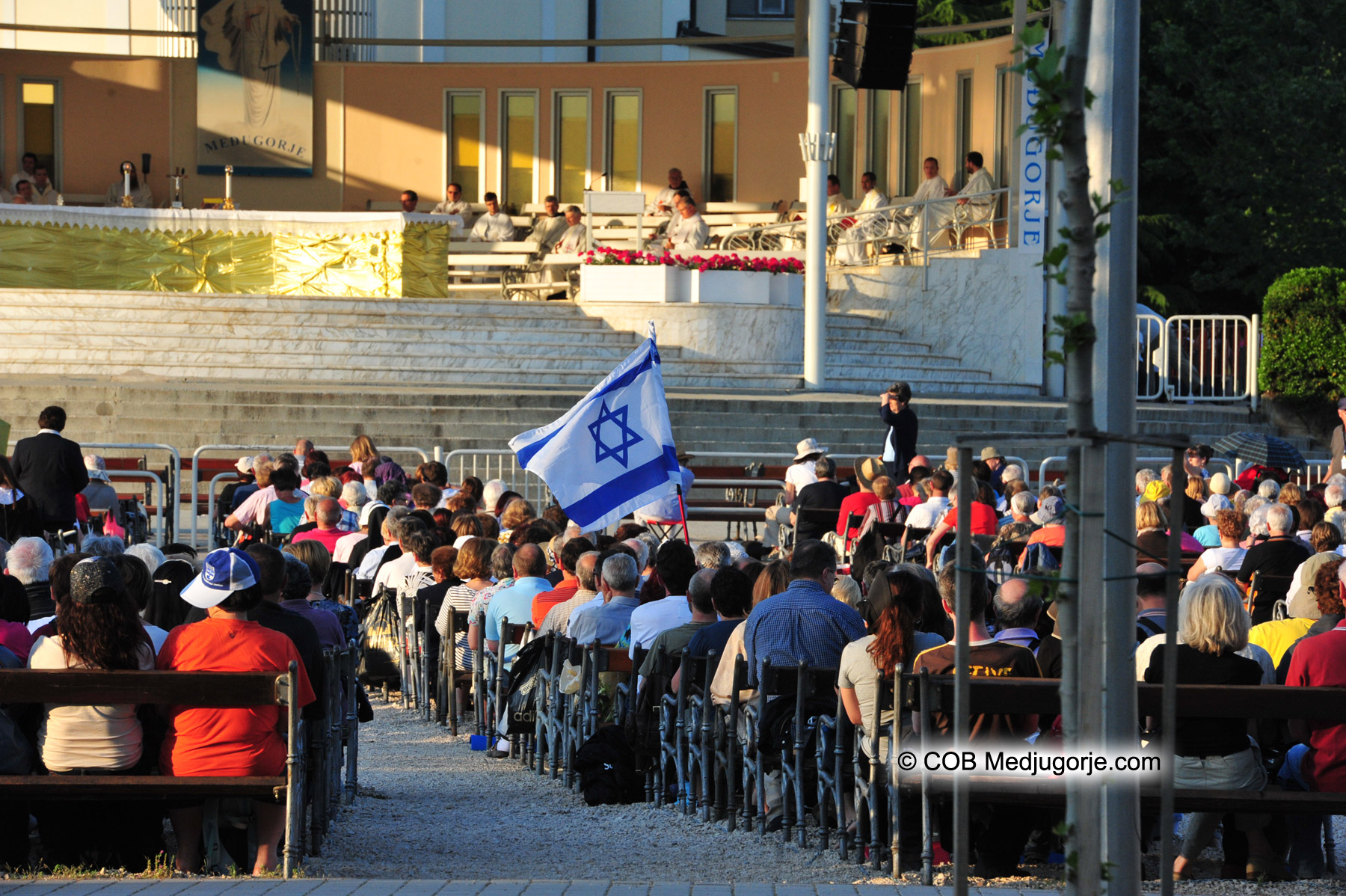 An Israeli flag at Apparition Time Rosary, Medjugorje