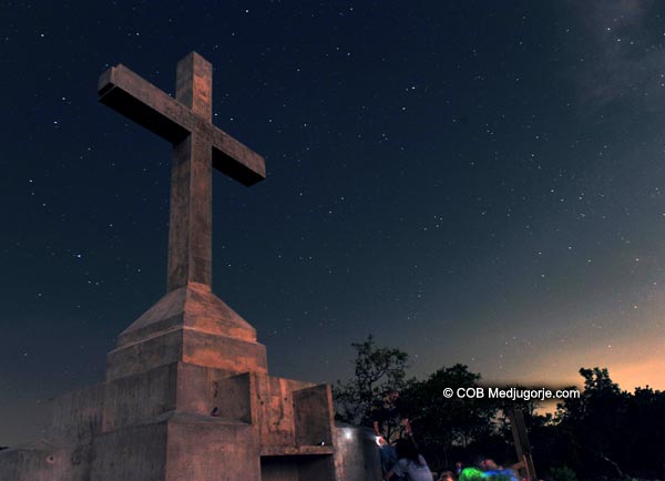 Cross on Penitentiary Mountain at Night