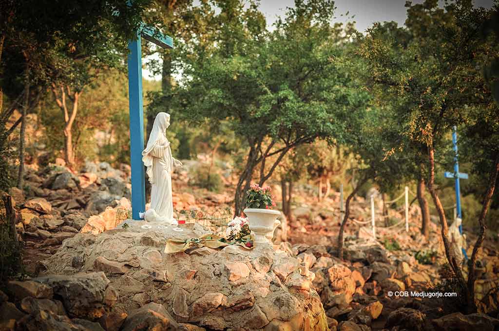 The Blue Cross on Apparition Mountain in Medjugorje