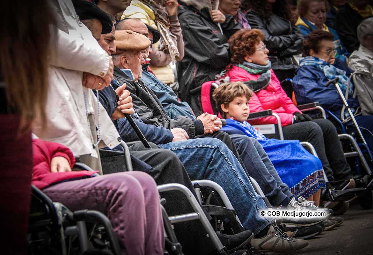 Pilgrims in wheelchairs in Medjugorje