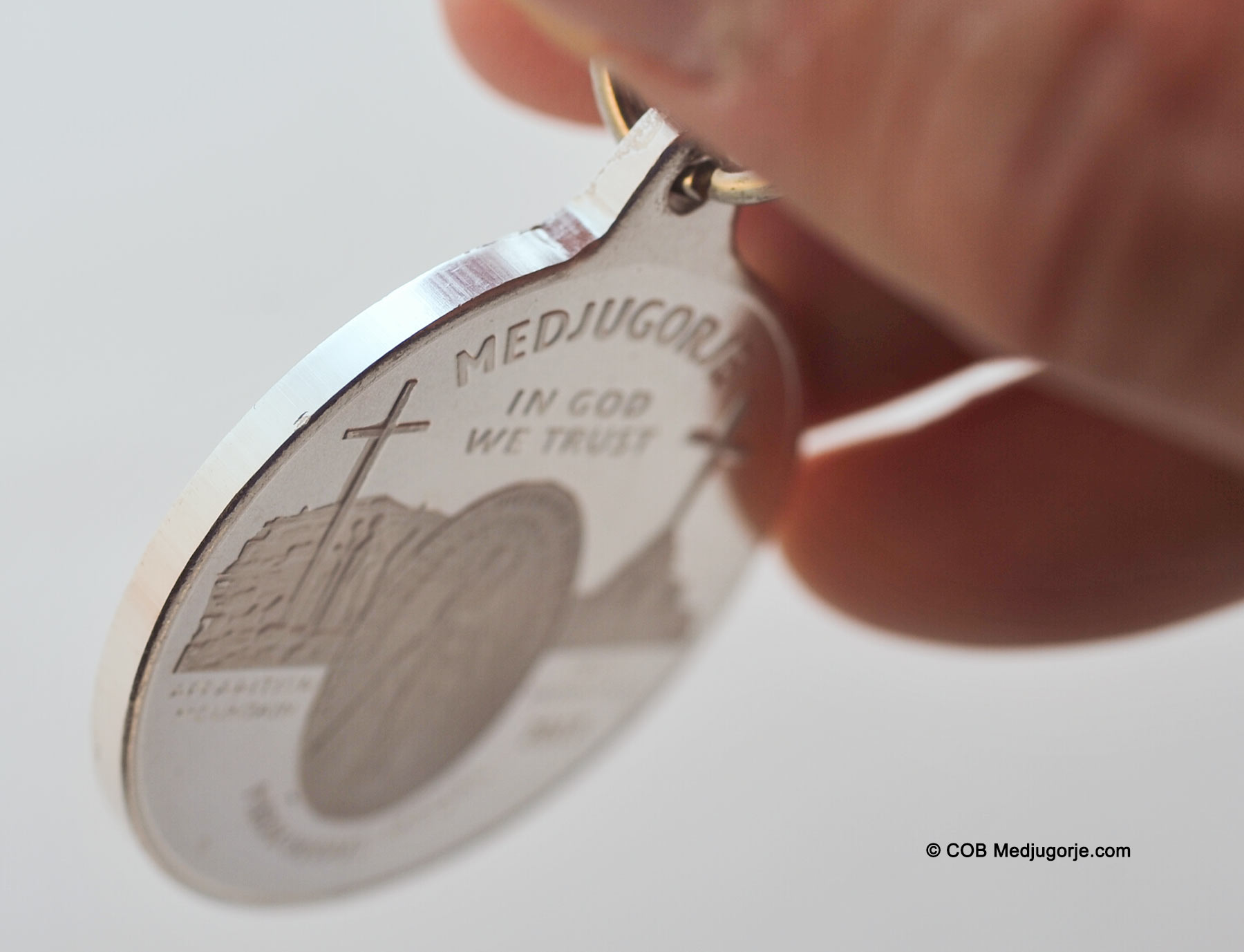The Miraculous Medal Medjugorje Silver Round Keychain