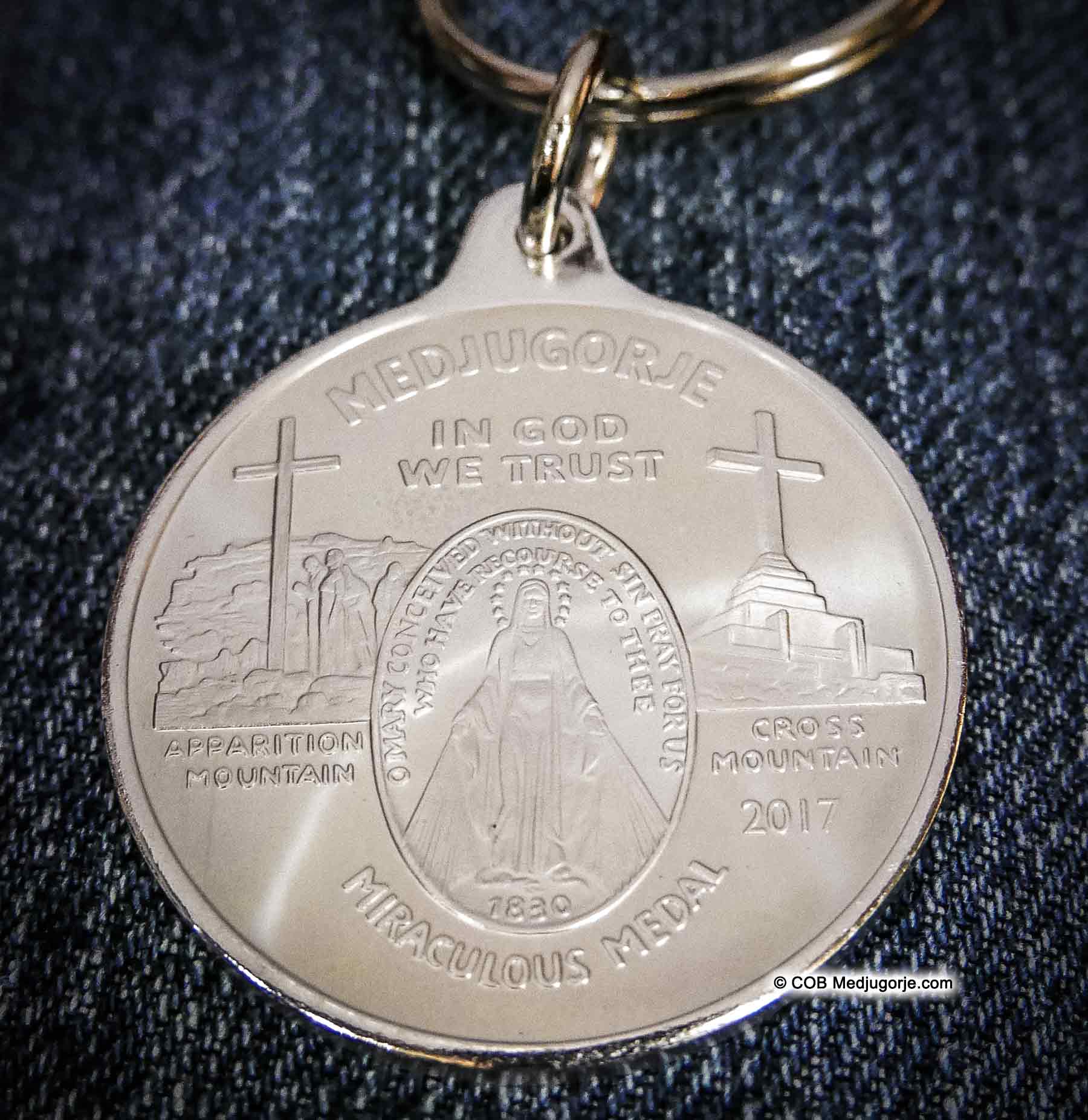 Miraculous Medal Medjugorje Silver Keychain