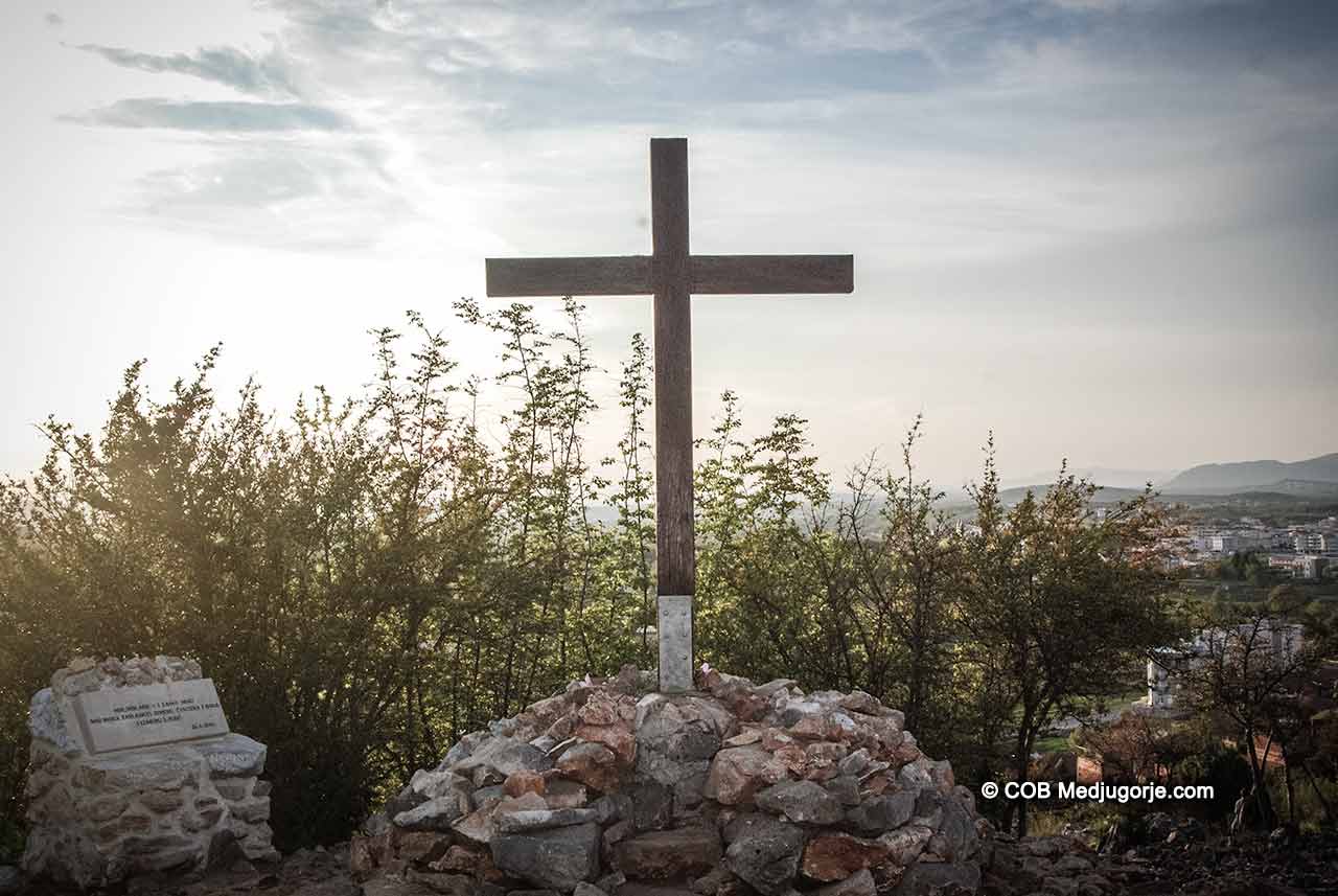 Peace, peace, peace, Cross on Apparition Mountain in Medjugorje