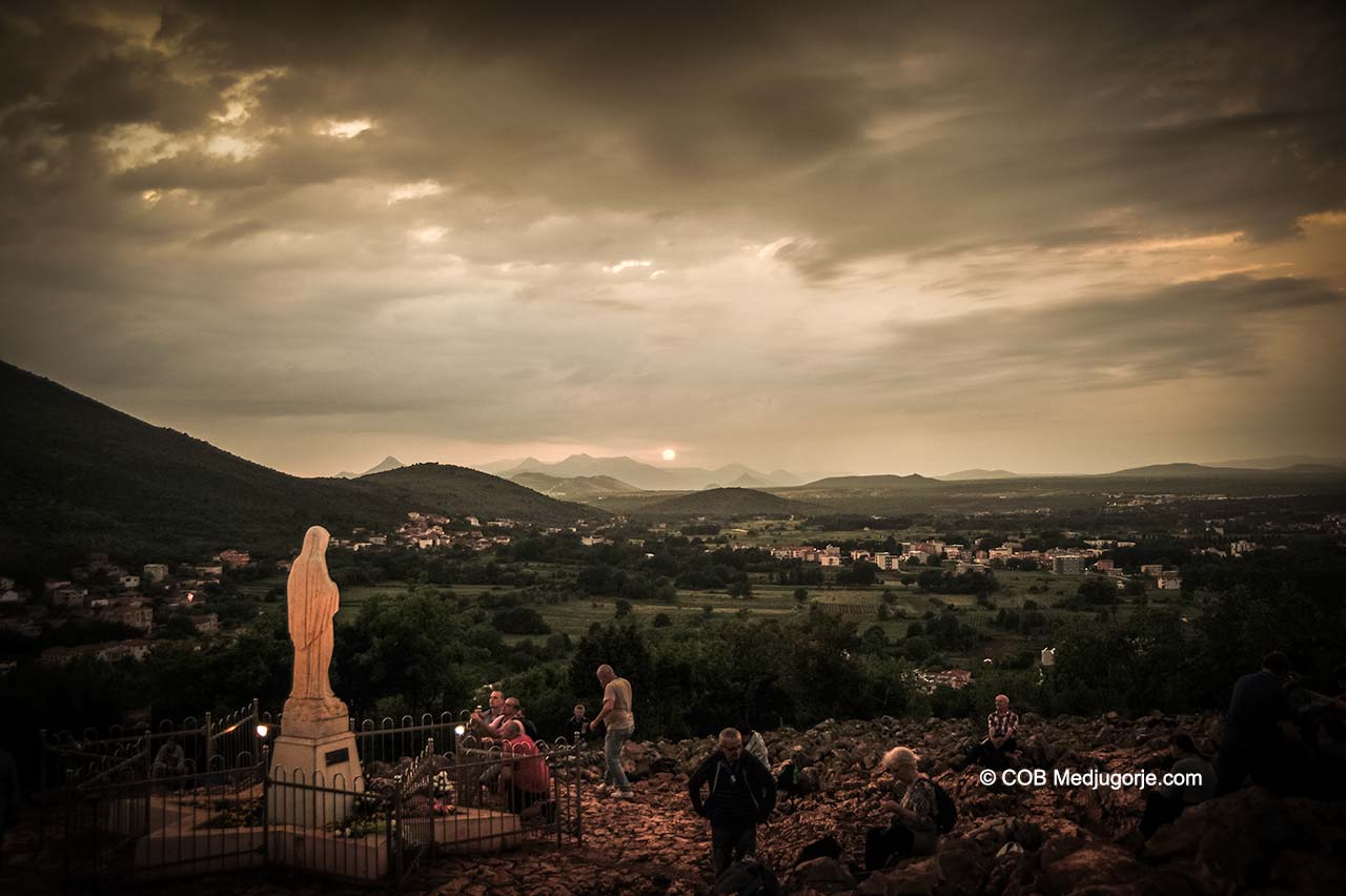 Staute of Our Lady on Apparition Mountain in Medjugorje