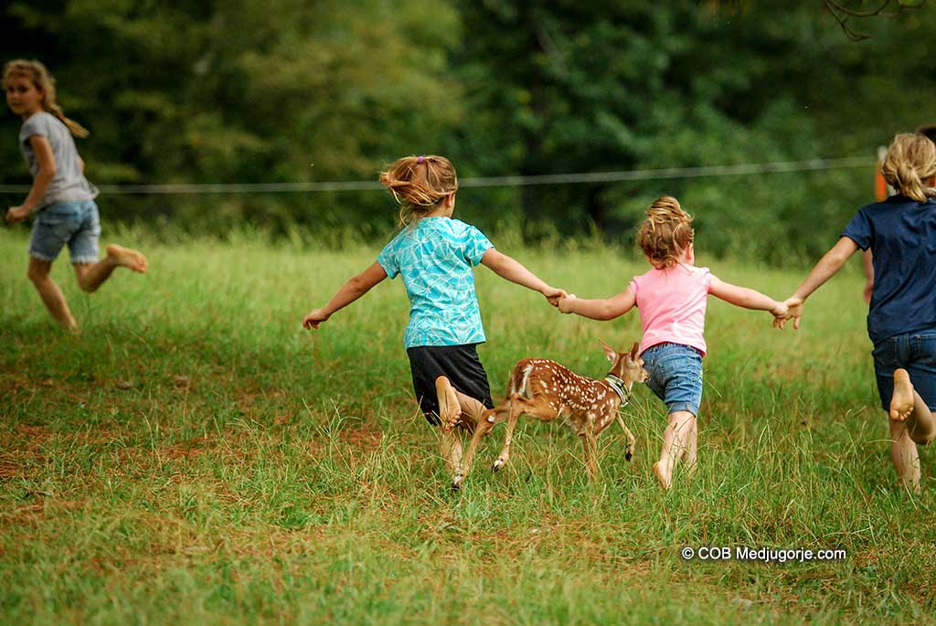 Caritas Community Kids playing with deer