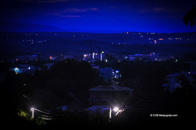 St. James Church, seen from Cross Mountain in Medjugorje in the early morning hours