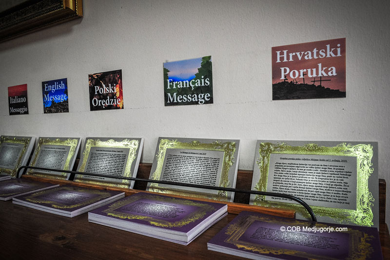 Message cards in the Caritas Mission House in Medjugorje