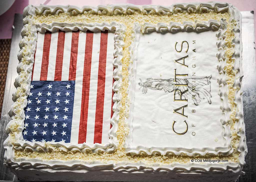 American/Caritas Flag Cake, Medjugorje, October 2019
