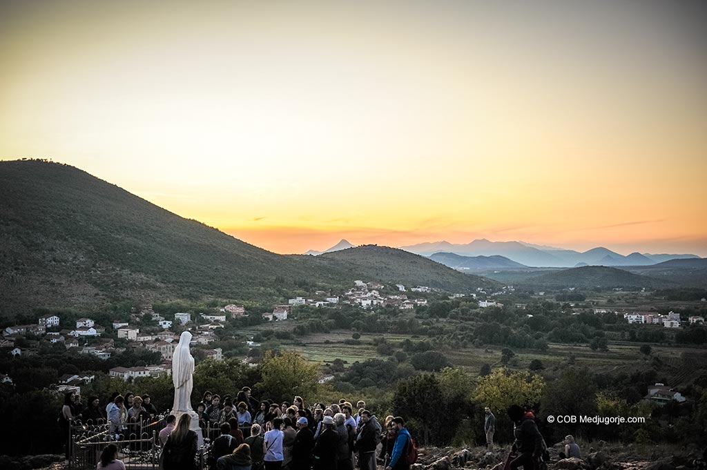 Pilgrims gather around Our Lady in Medjugorje