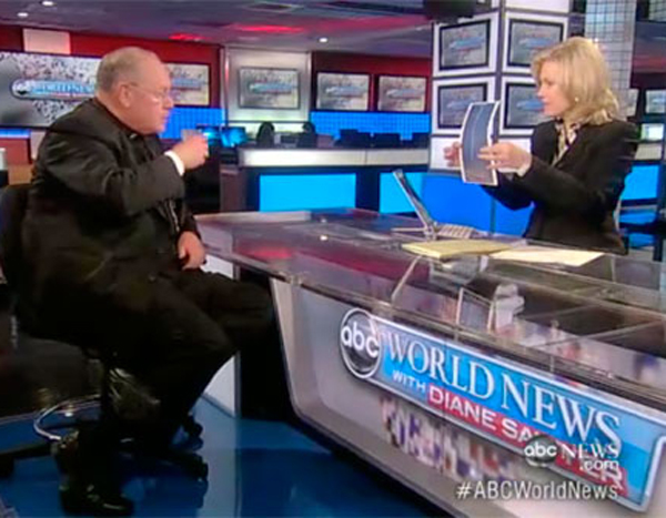 Cardinal Dolan Being Interviewed by Diane Sawyer