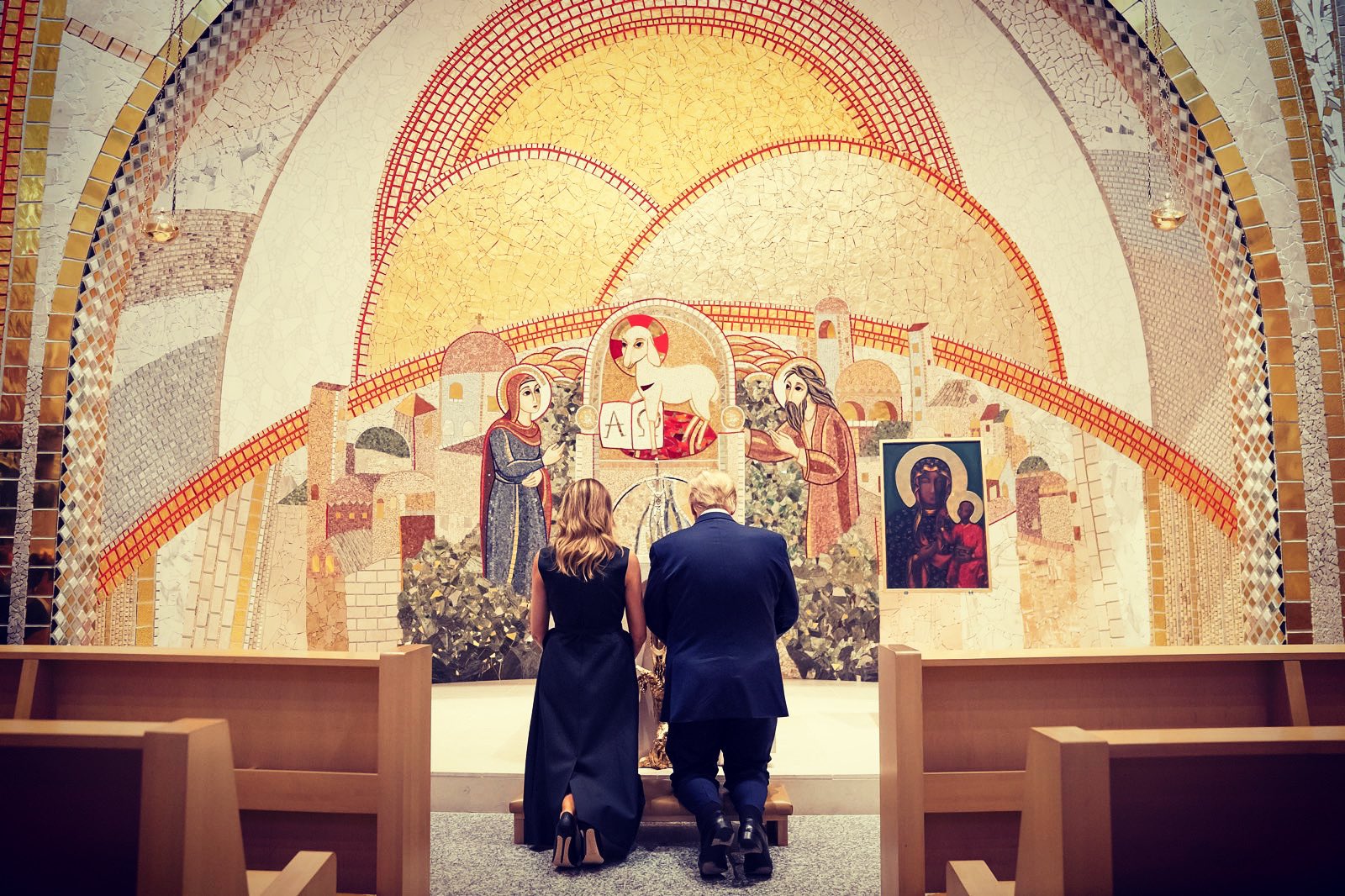Donald and Melania Trump Pray at Pope John Paul II Relic