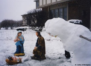 snowman bowing to jesus