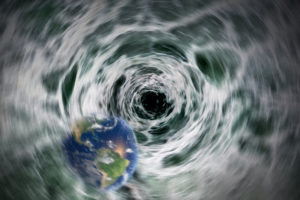 World drawn into the whirlpool
